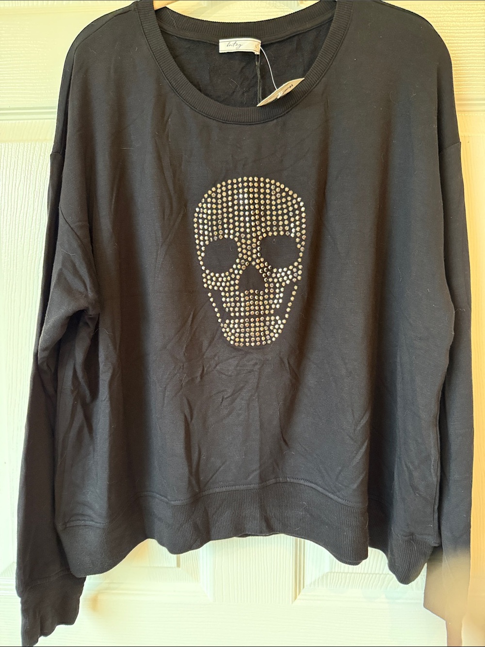 Black Studded Skull Crewneck Sweatshirt